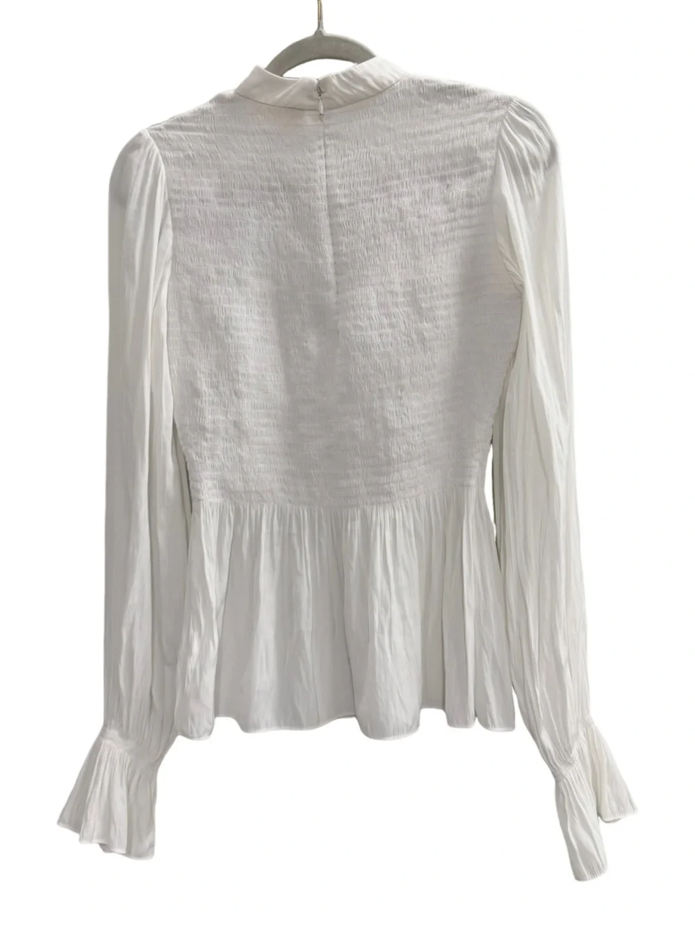 RAMY BROOK Justine Smocked Bell Long Sleeve Blouse White Size Small - Picture 5 of 13